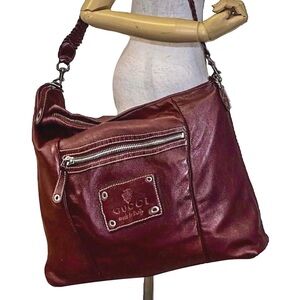 GUCCI SUPREME Burgundy Leather Carry-On Braided Crossbody Strap GUCCI DUST BAG